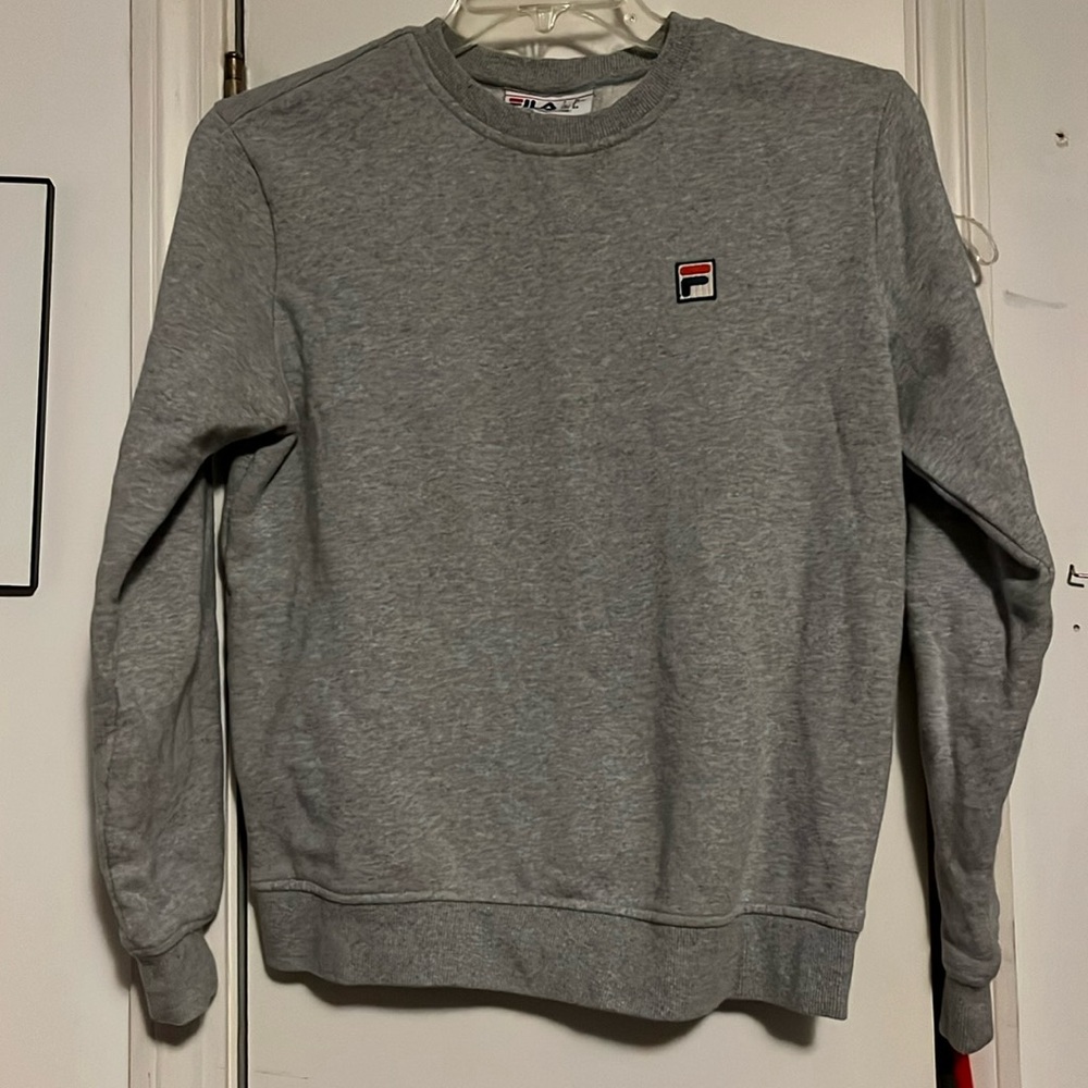 FILA Womens Heather Gray Sport Pullover Crewneck Sweater Sweatshirt Fleece